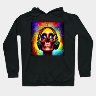 Halloween Skull Listening To Music Hoodie